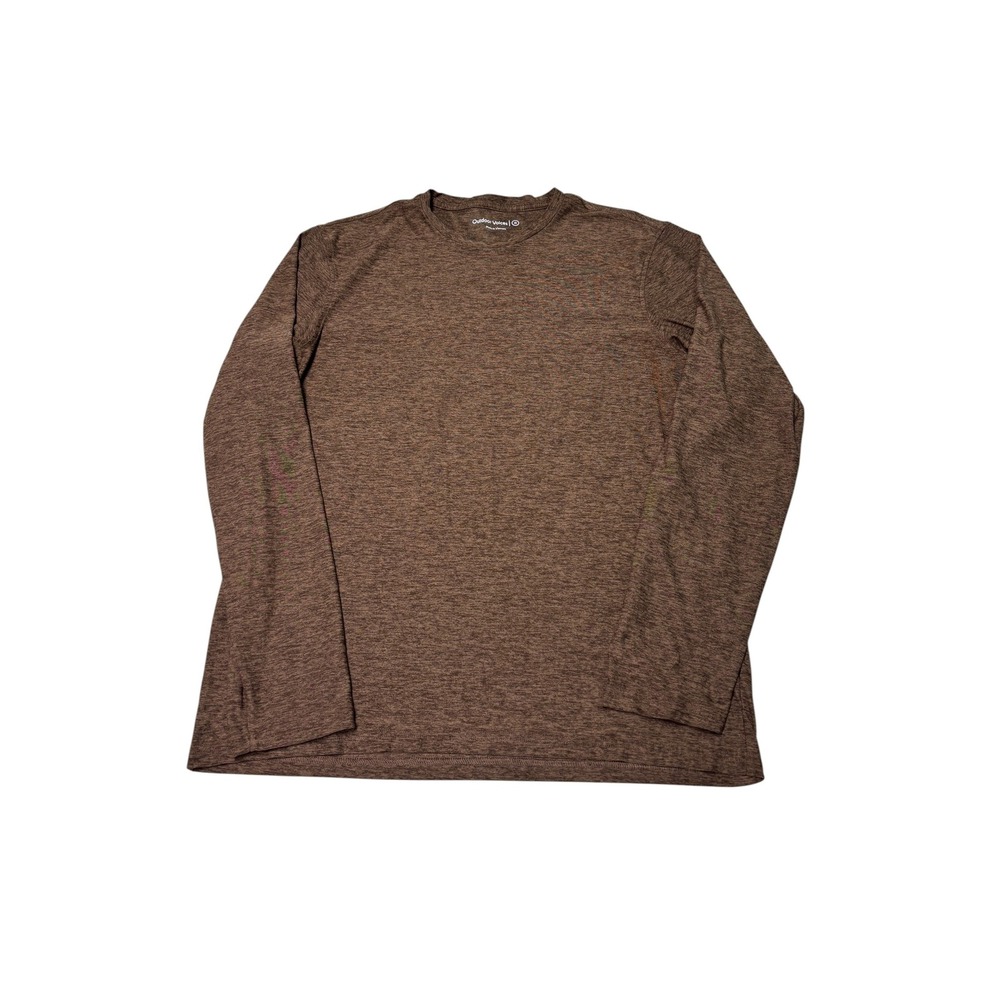 Outdoor Voices Mens Medium Brown Heathered Long Sleeve Active T-Shirt Crew Neck